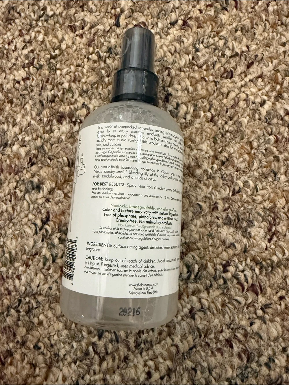 The Laundress Crease Release Spray - Clear Bottle with Black Cap